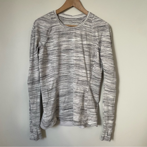 Lululemon Runderful Long Sleeve Space Dye Camo White Silver Spoon Size 10 - Picture 5 of 9